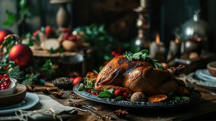 Baked turkey with roasted vegetable - obrazy, fototapety, plakaty