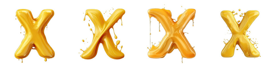 Fototapeta premium Honey style lettering, alphabet, logotype, letter X isolated on a transparent background