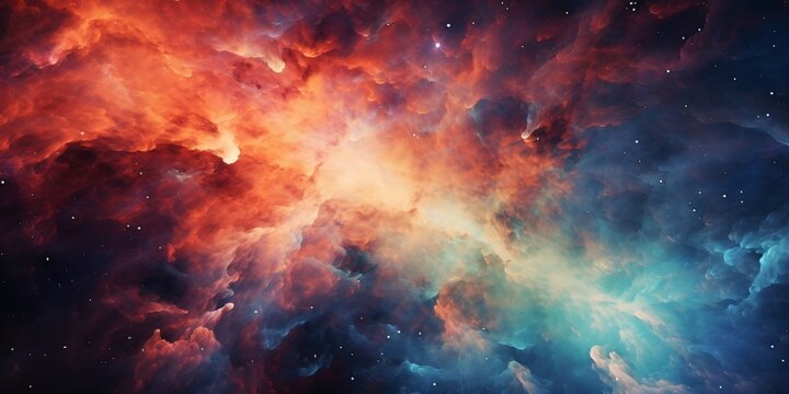 Colorful and vivid nebula with bright stars - Powered by Adobe