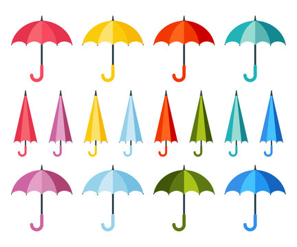 Umbrella icon vector set. Set of Colorful umbrella illustrations.