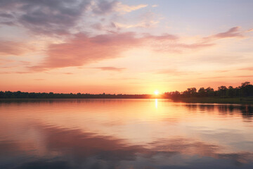Fototapeta na wymiar Morning Glow on Freshwater Haven