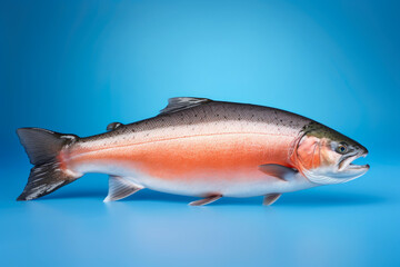 Vibrant Salmon on Blue Surface