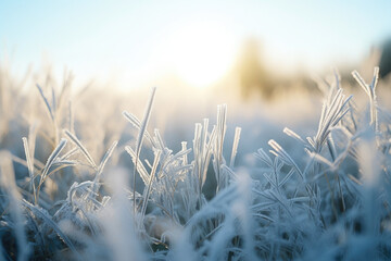 Nature's Icy Embrace: Minimalist Frosty Grassland