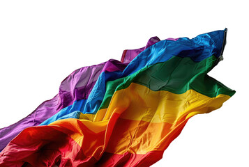 Rainbow colors flag isolated on white transparent, copy space, LGBTQ pride template, PNG