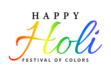 Fototapeta na wymiar Happy holi lettering with gradient color vector illustration.