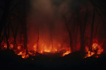 Nature's Wrath: Fiery Forestscape