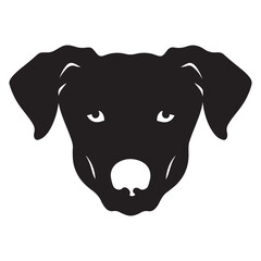 A black silhouette dog head set, Clipart on a white Background, Simple and Clean design, simplistic