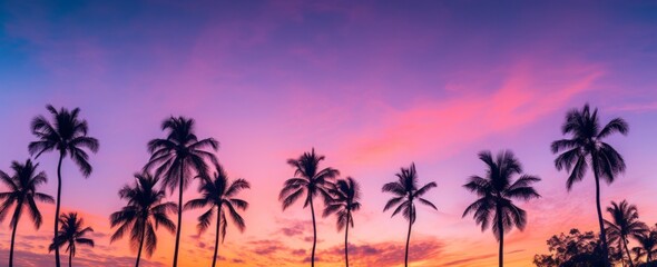 Obraz premium Palm Trees at Sunset created with Generative AI Technology, ai, generative