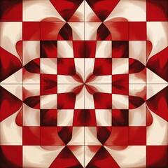 Traditional background checkers with red and white colors, Ai generator