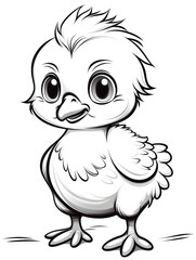 Coloring pages for kids, happy chicken, cartoon style
