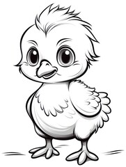Fototapeta premium Coloring pages for kids, happy chicken, cartoon style