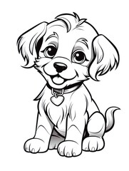 Fototapeta premium Coloring pages for kids, happy baby dog, cartoon style