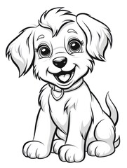 Coloring pages for kids, happy baby dog, cartoon style
