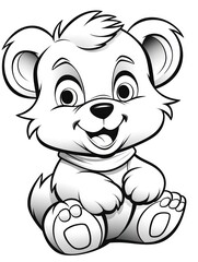 Obraz premium Coloring pages for kids, baby bear, cartoon style