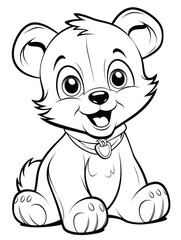 Coloring pages for kids, baby bear, cartoon style