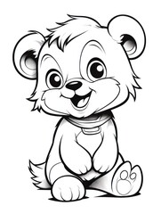 Coloring pages for kids, baby bear, cartoon style