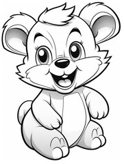 Fototapeta premium Coloring pages for kids, baby bear, cartoon style