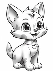 Fototapeta premium Coloring pages for kids, little kitten, cartoon style