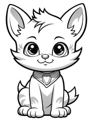 Obraz premium Coloring pages for kids, little kitten, cartoon style