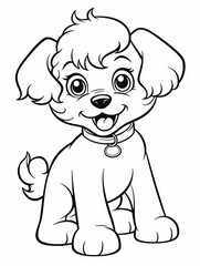 Fototapeta premium Coloring pages for kids, happy baby dog, cartoon style