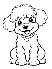 Fototapeta premium Coloring pages for kids, happy baby dog, cartoon style