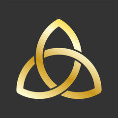 celtic  triangle symbol. Golden magic element. Vector 