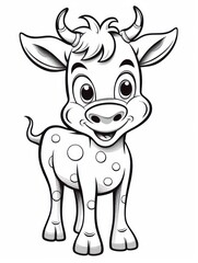 Obraz premium Coloring pages for kids, little cow, cartoon style
