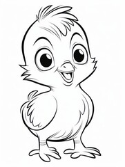 Coloring pages for kids, happy chicken, cartoon style