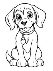 Coloring pages for kids, happy baby dog, cartoon style