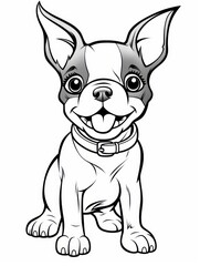 Coloring pages for kids, happy baby dog, cartoon style