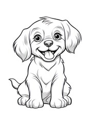 Fototapeta premium Coloring pages for kids, happy baby dog, cartoon style