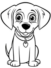 Fototapeta premium Coloring pages for kids, happy baby dog, cartoon style