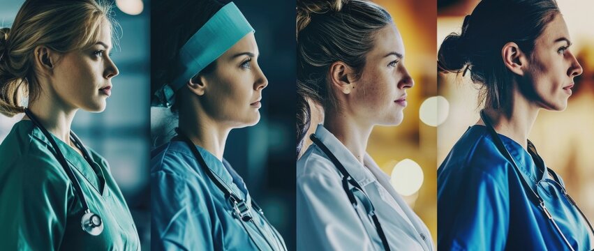 Progressive Portraits of a Female Medical Professional in Different Lighting