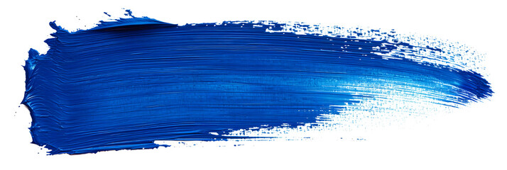 Hand painted stroke of blue paint brush isolated on white background - Powered by Adobe