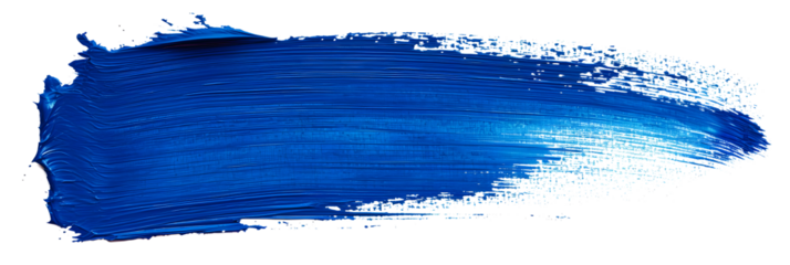 Hand painted stroke of blue paint brush isolated on white background