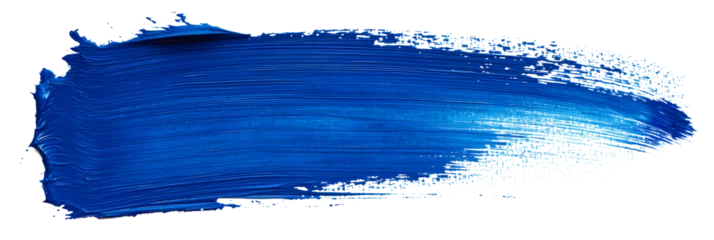 Fototapeten Hand painted stroke of blue paint brush isolated on white background © Prasanth