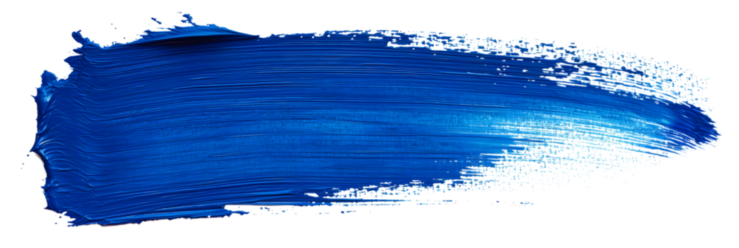 Hand painted stroke of blue paint brush isolated on white background