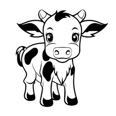 Adorable Cow Cartoon Vector Illustration