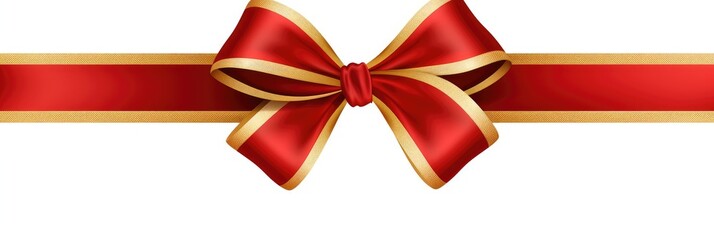 Red and gold striped ribbon tied in a bow . Generative AI