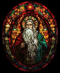Stained glass Santa Claus, art nouveau style, colorful