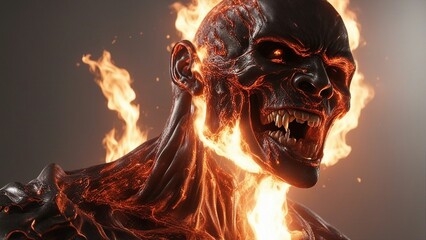 skull in fire  A burning face that screams in agony                         