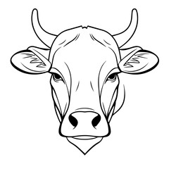 Stylized Cow Head Vector Portrait