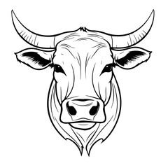 Stylized Cow Head Vector Portrait