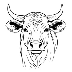 Stylized Cow Head Vector Portrait