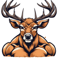 Muscular deer illustration. Suitable for fitness logos, bodybuilders, gym athletes.