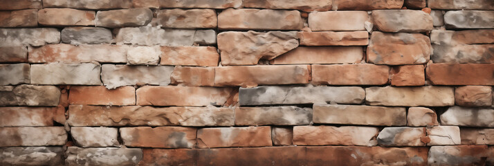 Old brick wall texture background for web site or panoramic banner design.