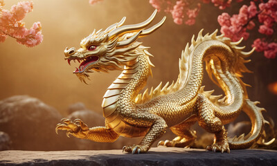 golden Asian Dragon, Chinese New Year Concept Generative AI
