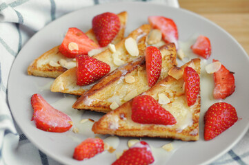 breakfast with coffee and fresh toasts