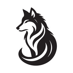 Bold and dynamic: Striking contrast in the detailed portrayal of a black wolf's silhouette - vector stock wolf silhouette
