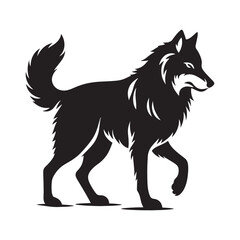 Dynamic and captivating: Shadowy allure of a black wolf silhouette - wolf silhouette
